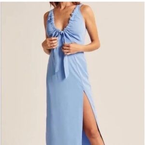 Abercrombie & Fitch Blue Bow Cinch Midi Dress Sz S - NEW WITH TAGS!